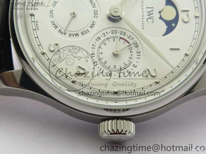 MIROTIME 0216 Portugieser Perpetual Calendar IW503301 V9F 1:1 Best Edition Silver Dial on Black Leather Strap A EyeCatching 7116